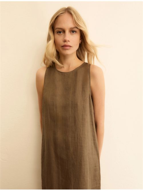 Abito dritto in tela di lino - TORTORA EMME MARELLA | EMMVELO227/005